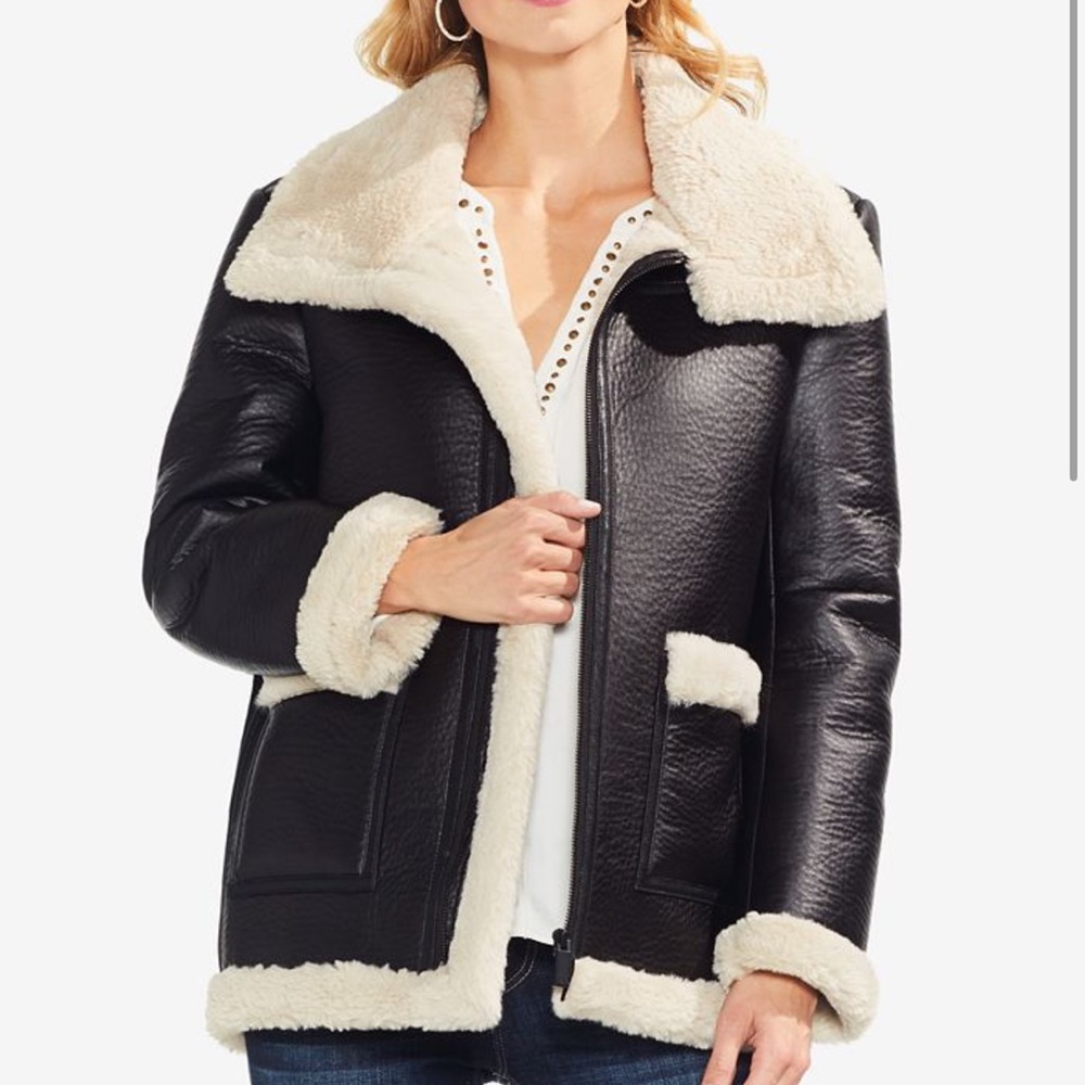 Vince Camuto Faux leather, Faux shearling Jacket